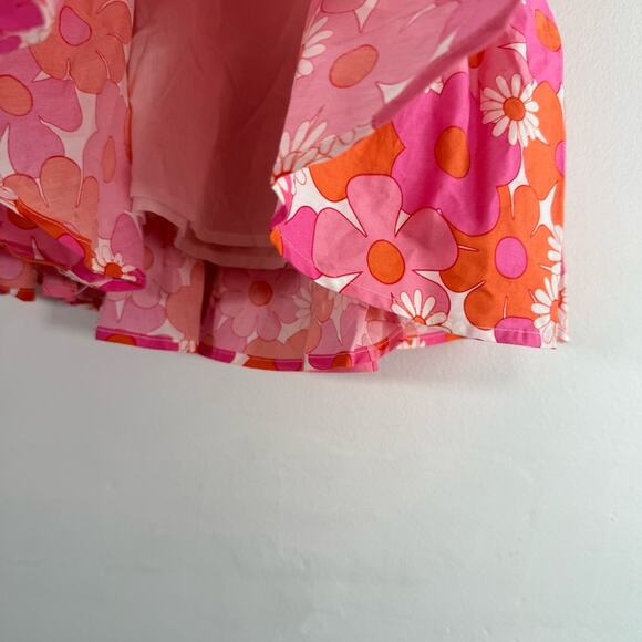 Collective The Label Pink Orange Floral Puff Sleeve Top Mini Skirt Set 0 Petite - Picture 6 of 13